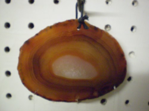 Agate slice wind chime, partial view.
